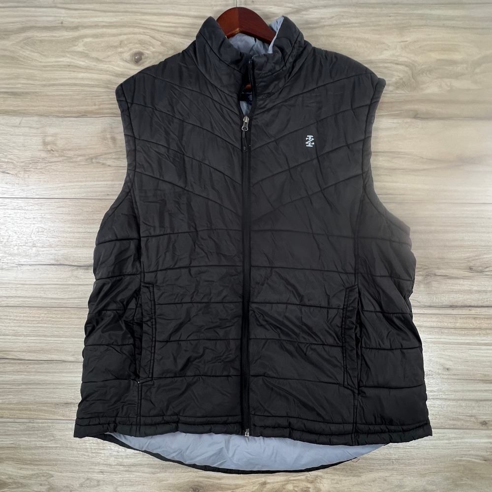 IZOD Mens Puffer Vest Black Quilted Full Zip Sleeveless Jacket XL 45FO057